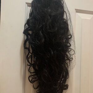 New! Curly Wavy Black/Brown Ponytail Hairpiece for Women. 24” Long Body Wave.